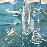 graveren in glazen, karaf, object en spiegel